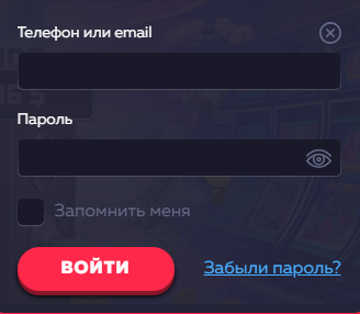 Форма входа пользователя на сайте